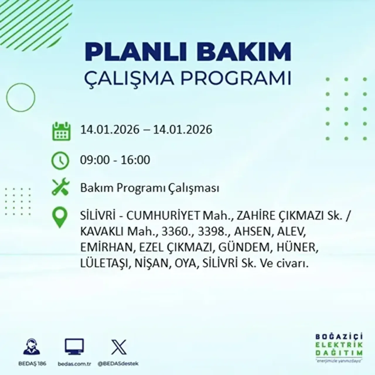 İstanbul'da bugün elektrik kesintisi yaşayan ilçeler