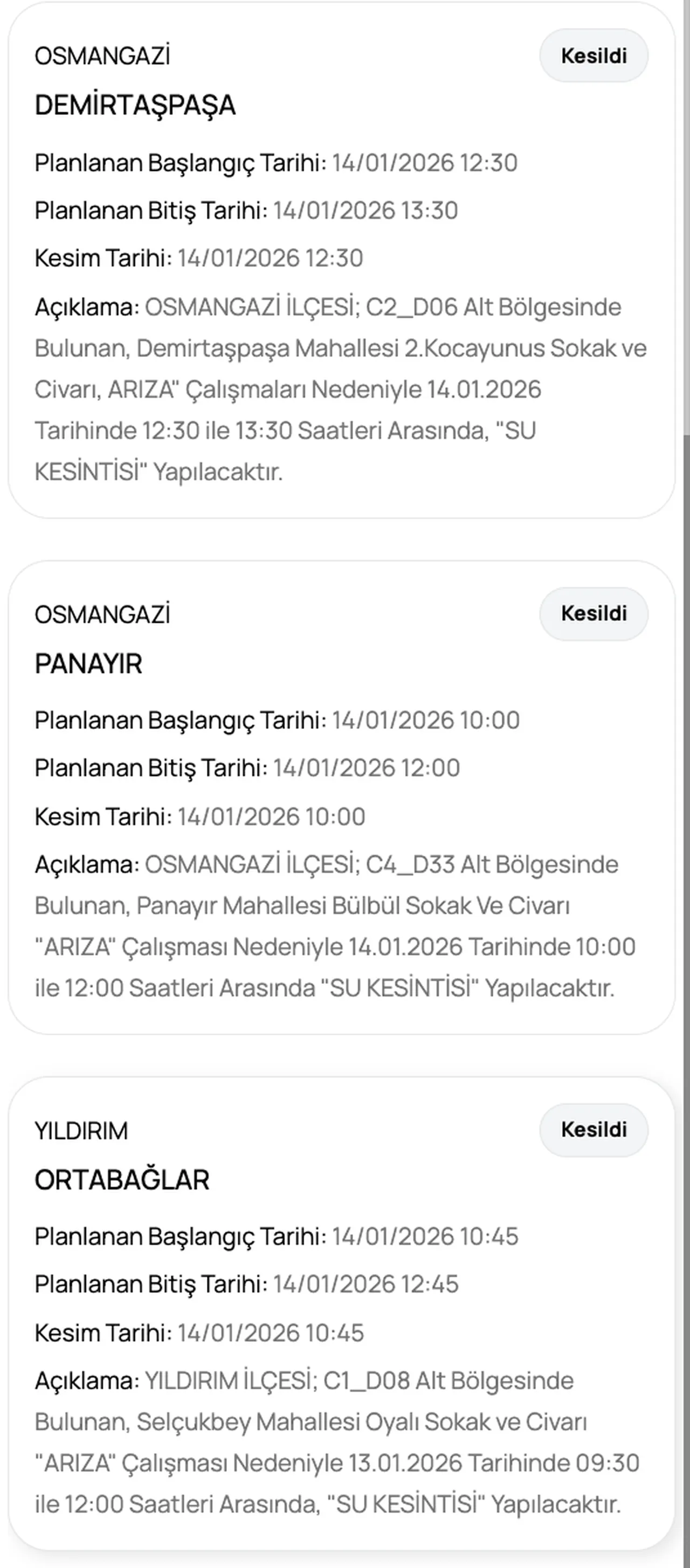 BUSKİ su kesintisi: 14 Ocak Bursada sular ne zaman gelecek?