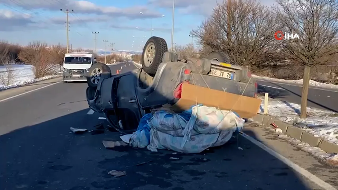 Elazığ'da pikap takla attı! 3 kişi hastaneye kaldırıldı