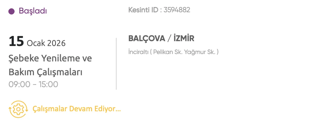 Gediz Elektrik kesintisi: 15 Ocak İzmir'de (Aliağa, Güzelbahçe, Beydağ) elektrikler ne zaman gelecek?