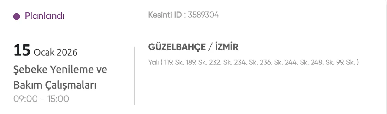 Gediz Elektrik kesintisi: 15 Ocak İzmir'de (Aliağa, Güzelbahçe, Beydağ) elektrikler ne zaman gelecek?