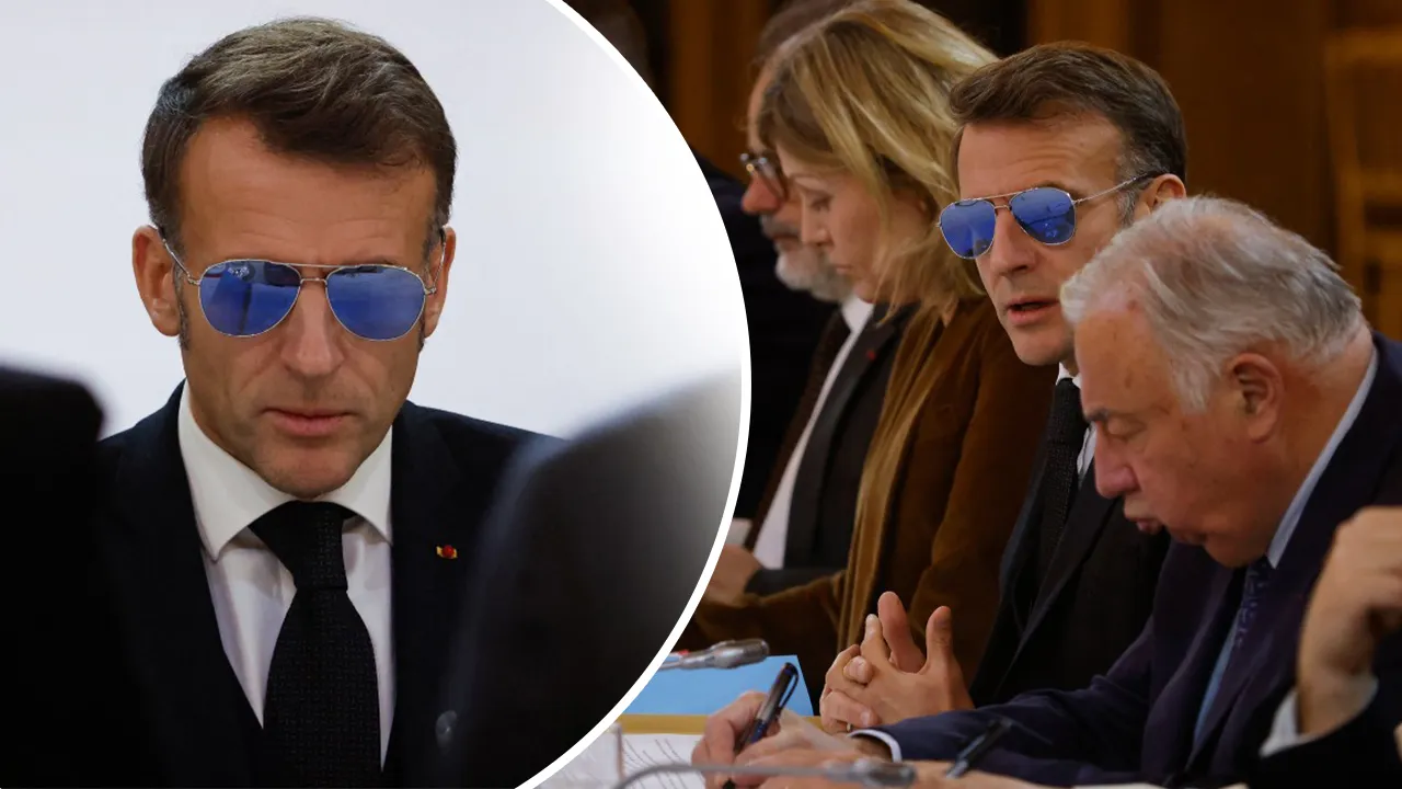 Macron, toplantıya güneş gözlüğüyle katıldı: Böyle katlanacaksınız