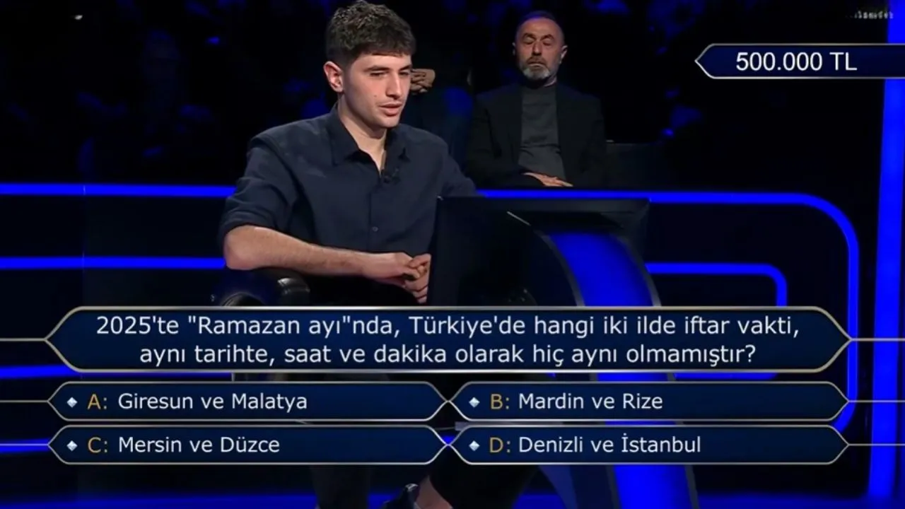 2025'te 'Ramazan ayı'nda, Türkiye'de hangi iki ilde iftar vakti, aynı tarihte, saat ve dakika olarak hiç aynı olmamıştır? 500 bin TL'lik soru açıldı