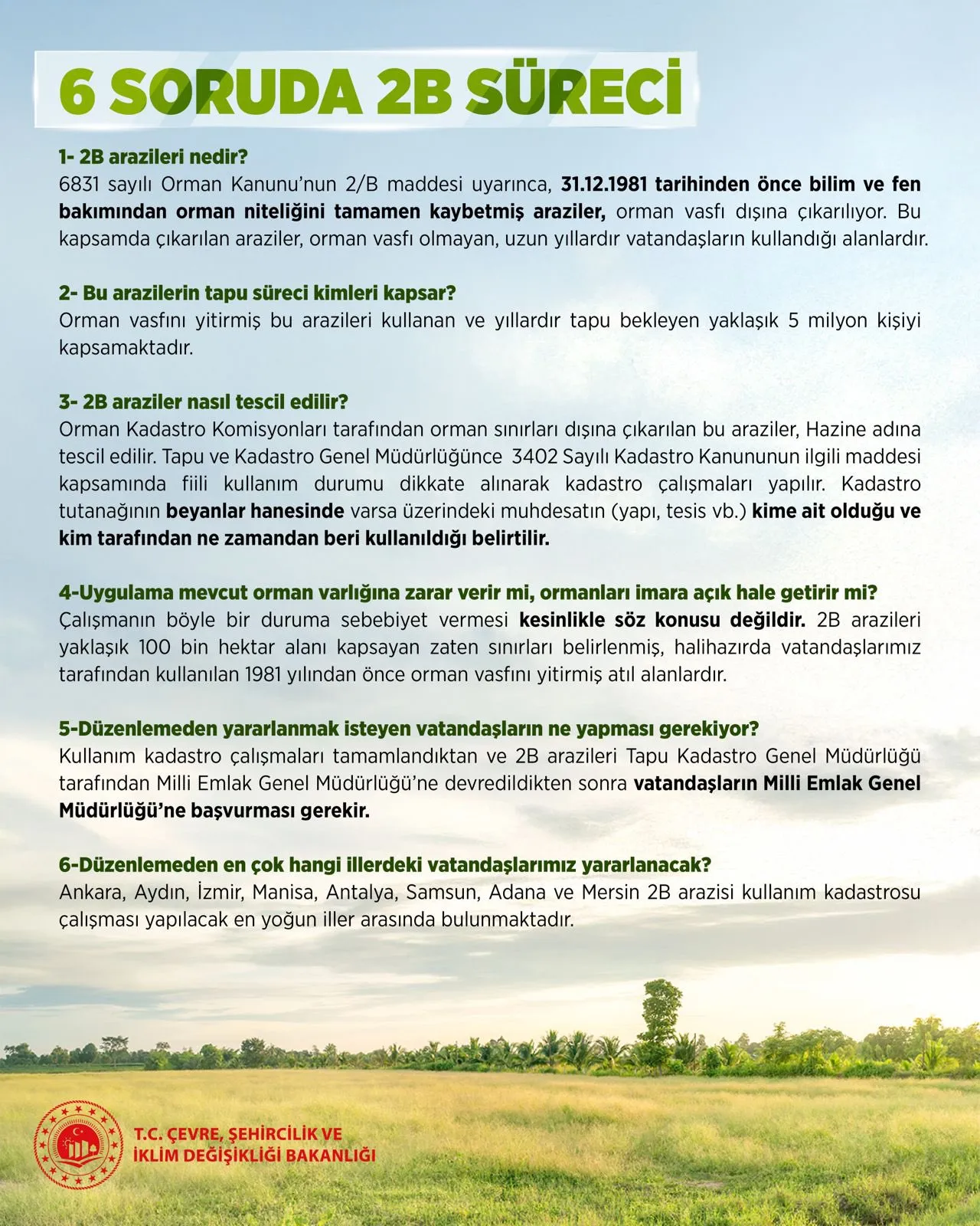 2B arazi düzenlemesinin ayrıntıları! 2B arazisi nedir, nasıl tescillenir?