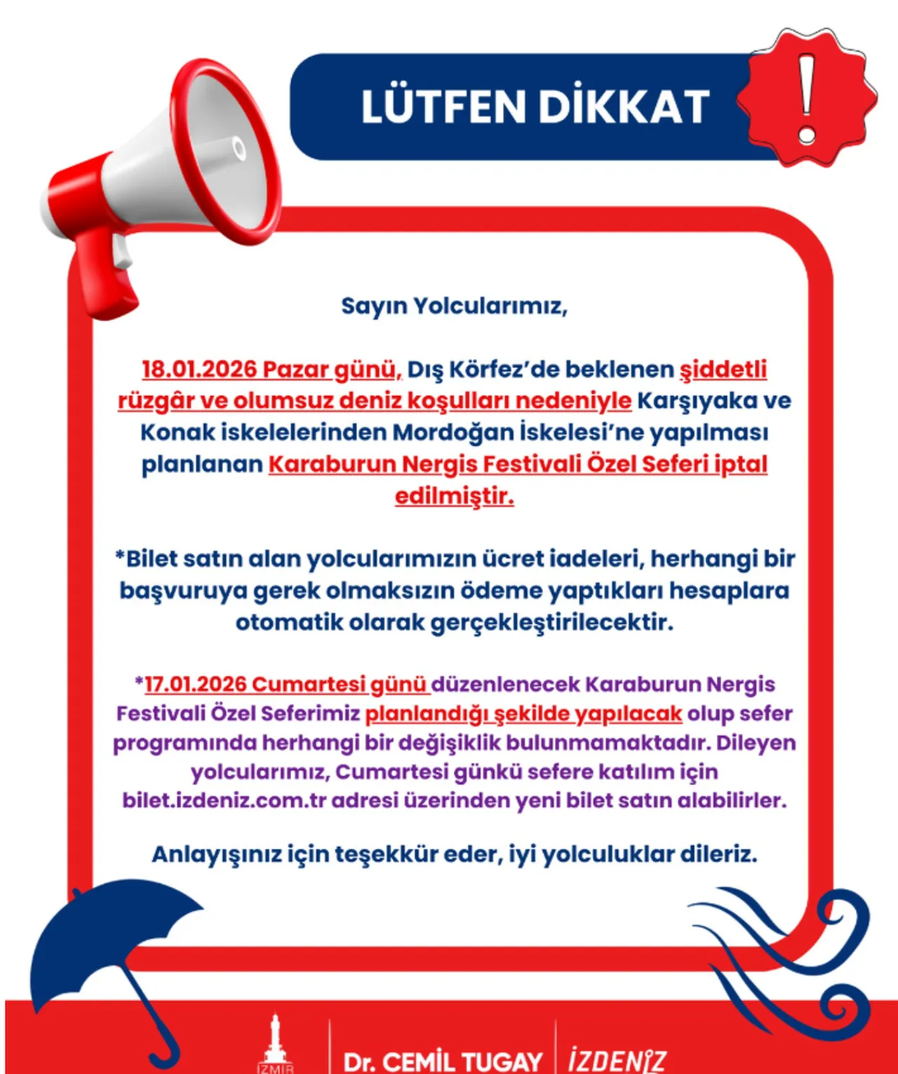 İZDENİZ’ten Karaburun Nergis Festivali seferleri açıklaması! Seferler neden iptal edildi?