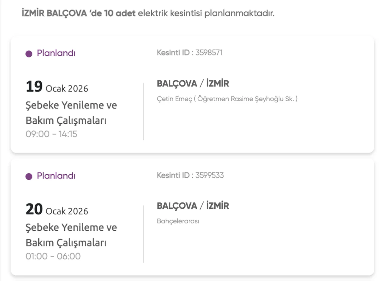 İzmir Gediz elektrik kesintisi 18-19 Ocak: İzmir'de elektrikler ne zaman, saat kaçta gelecek?