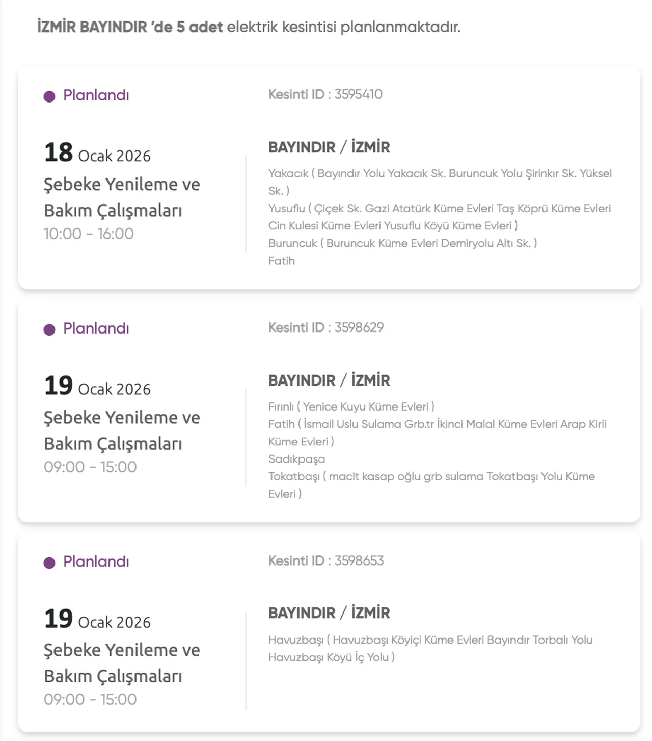 İzmir Gediz elektrik kesintisi 18-19 Ocak: İzmir'de elektrikler ne zaman, saat kaçta gelecek?