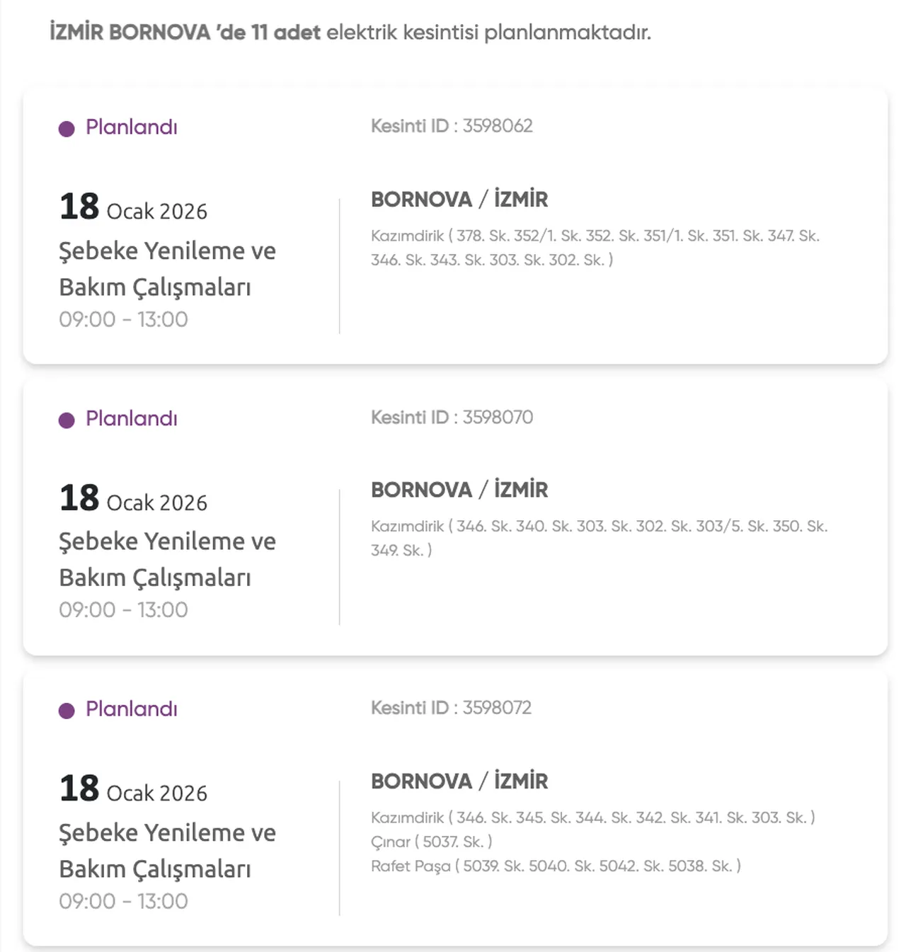 İzmir Gediz elektrik kesintisi 18-19 Ocak: İzmir'de elektrikler ne zaman, saat kaçta gelecek?