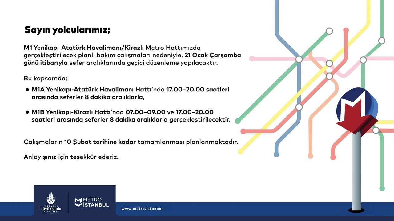 Metro İstanbul resmi duyurusu.