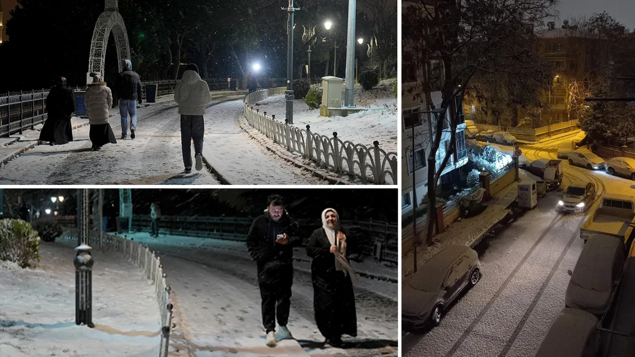 İstanbul'da kar yağıyor! Megakent beyaza büründü, insanlar gece yarısı sokaklara döküldü