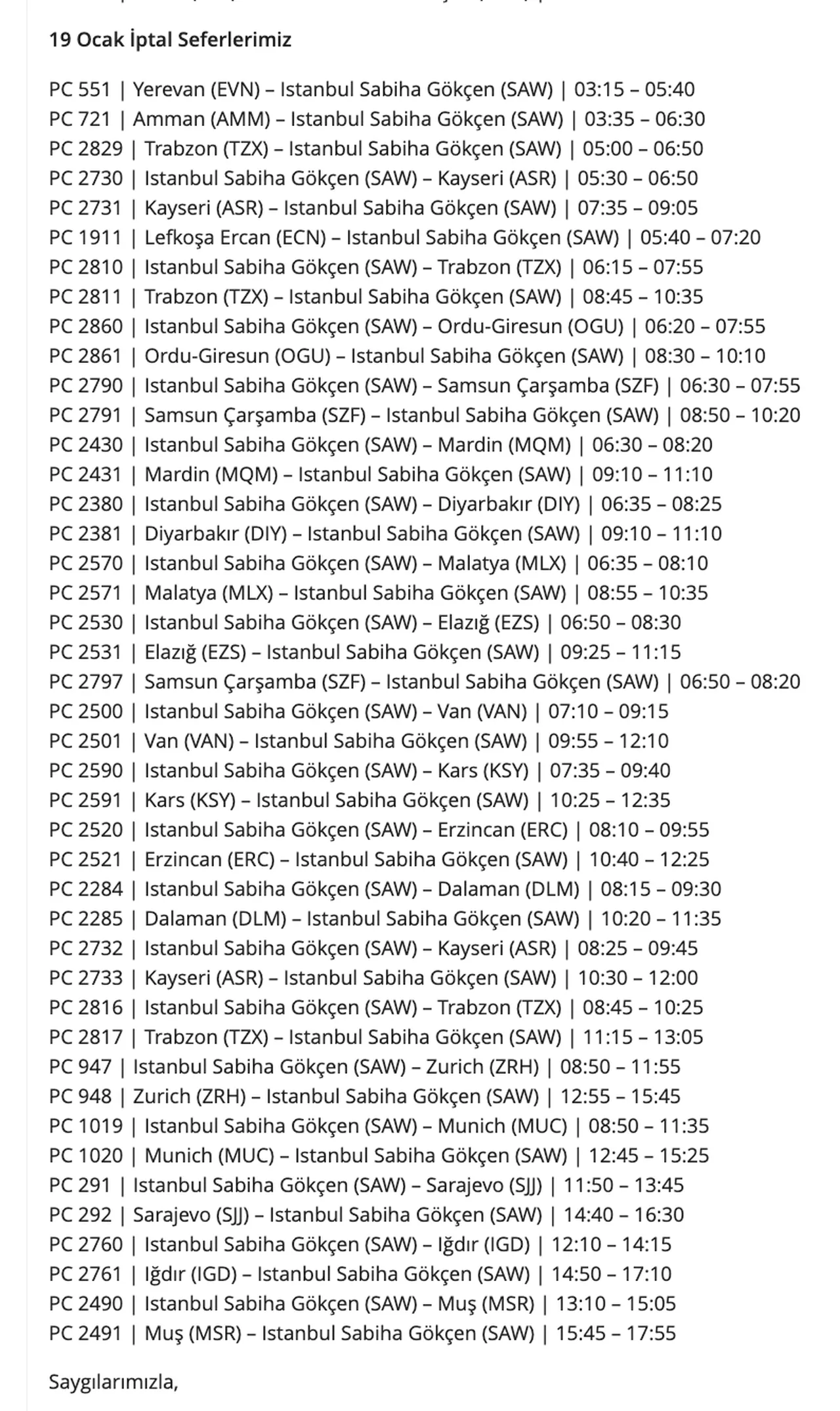 Uçuşlar iptal mi? İstanbul 19 Ocak iptal uçak seferleri