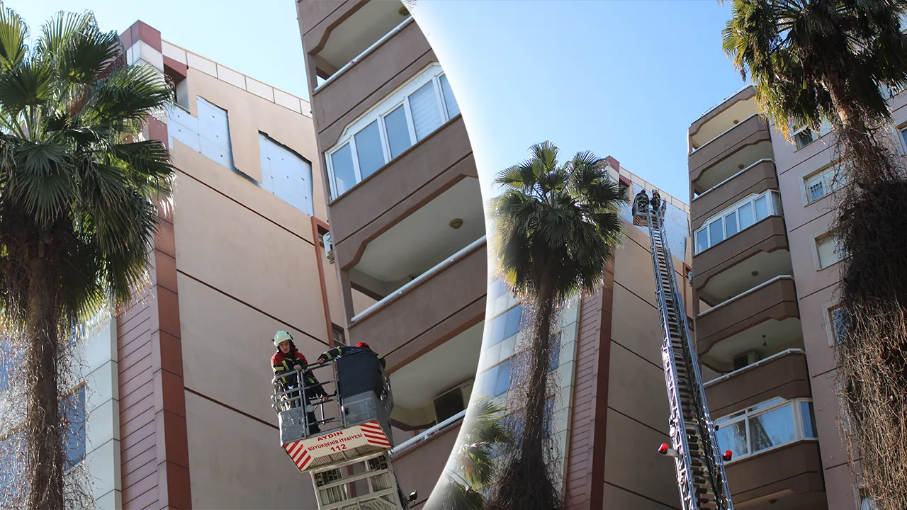 Aydın’da yürekleri ağza getiren olay! Binanın sökülen cephesi kaldırıma düştü 