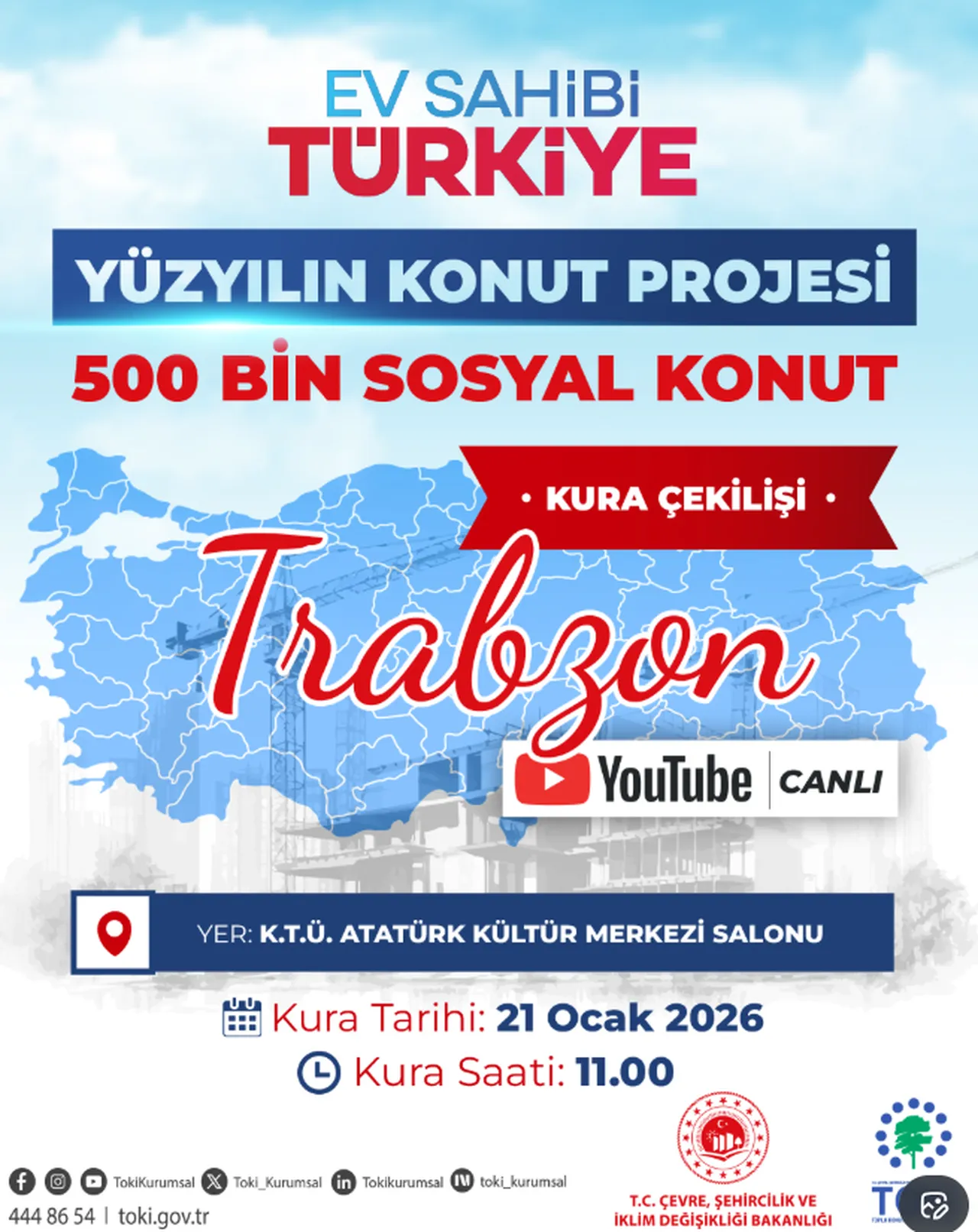 Trabzon ve Tokat TOKİ kura çekilişi ne zaman, saat kaçta?