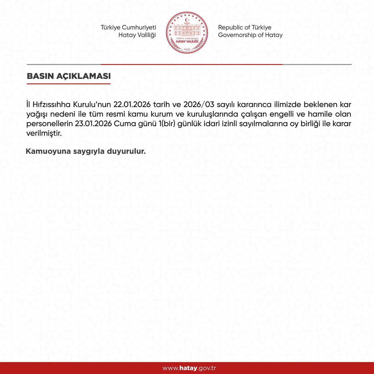 23 Ocak idari izin var mı? Valilik açıklamaları takip ediliyor