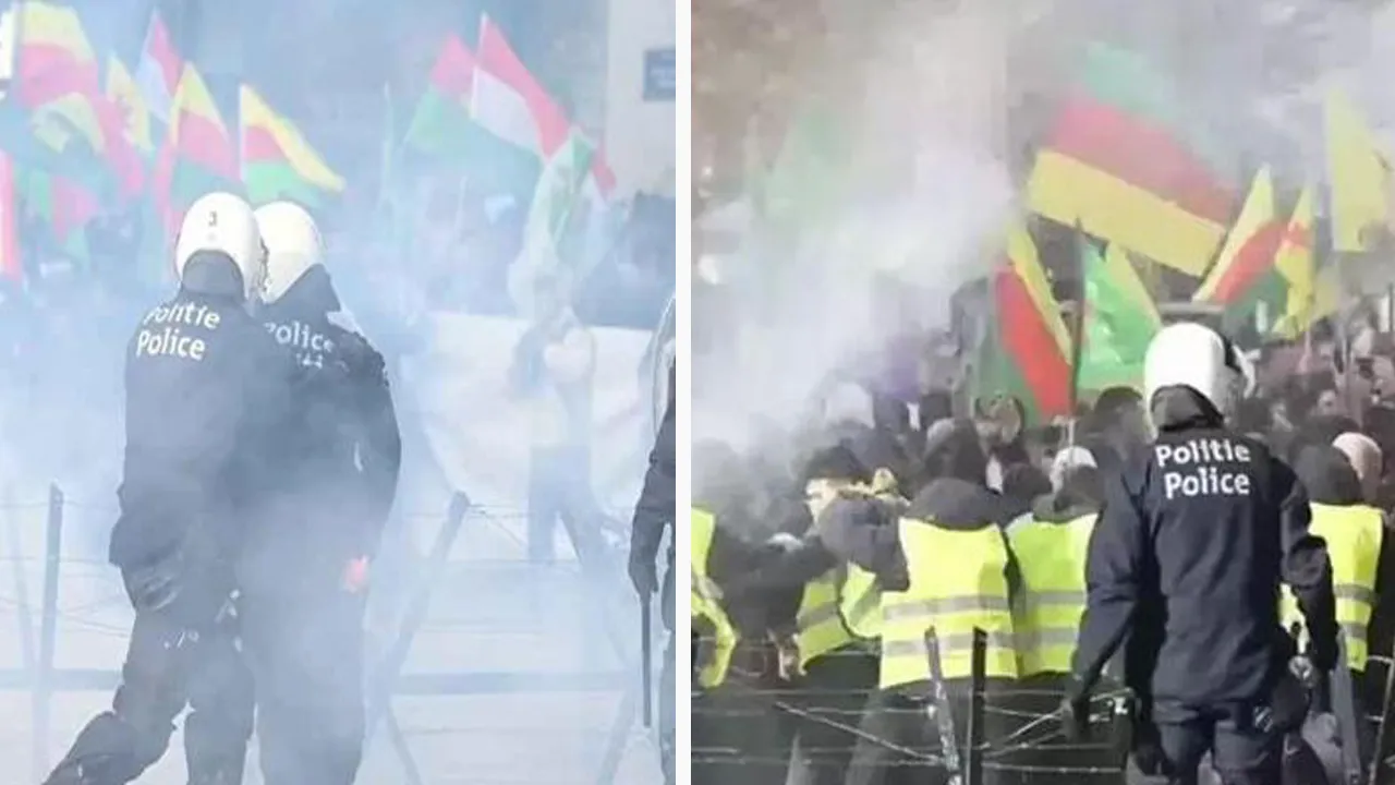 Avrupa sokakları savaş alanına döndü! YPG yandaşlarından taş ve havai fişekli provokasyon