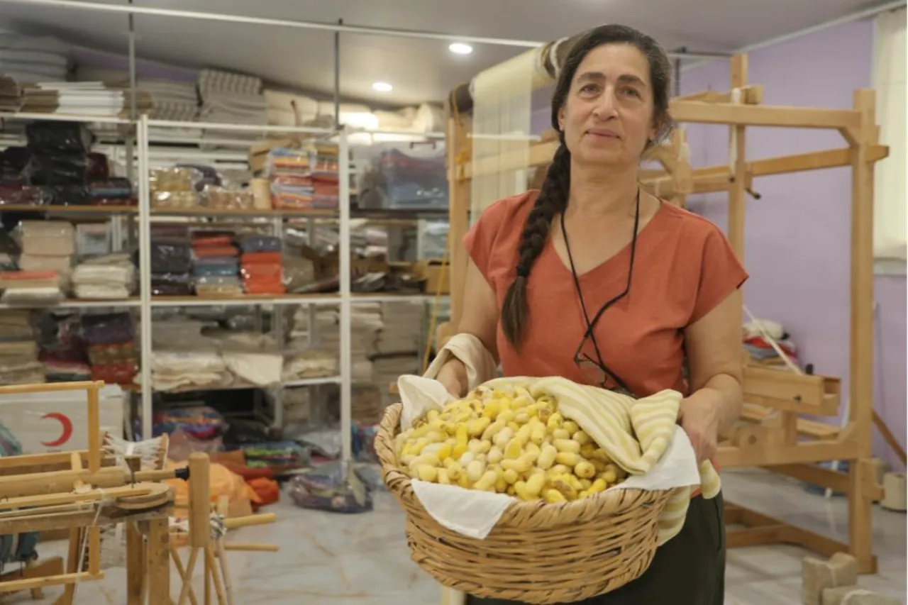 ‘Hatay sarısı’ ipek böceğini yaşatan kadın