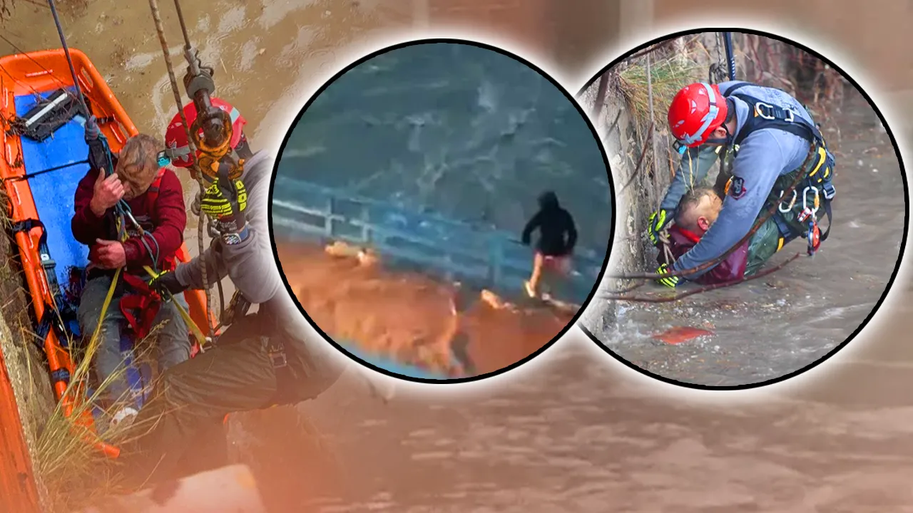 İzmir’de ‘sağanak’ çıkmazı! Biri derede biri korkulukta mahsur kaldı 