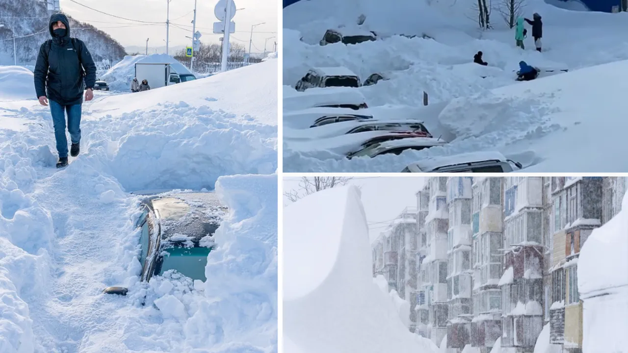 Rusya'da son 60 yılın en yoğun kar yağışı! Araçlar kara saplandı, bina girişleri kapandı