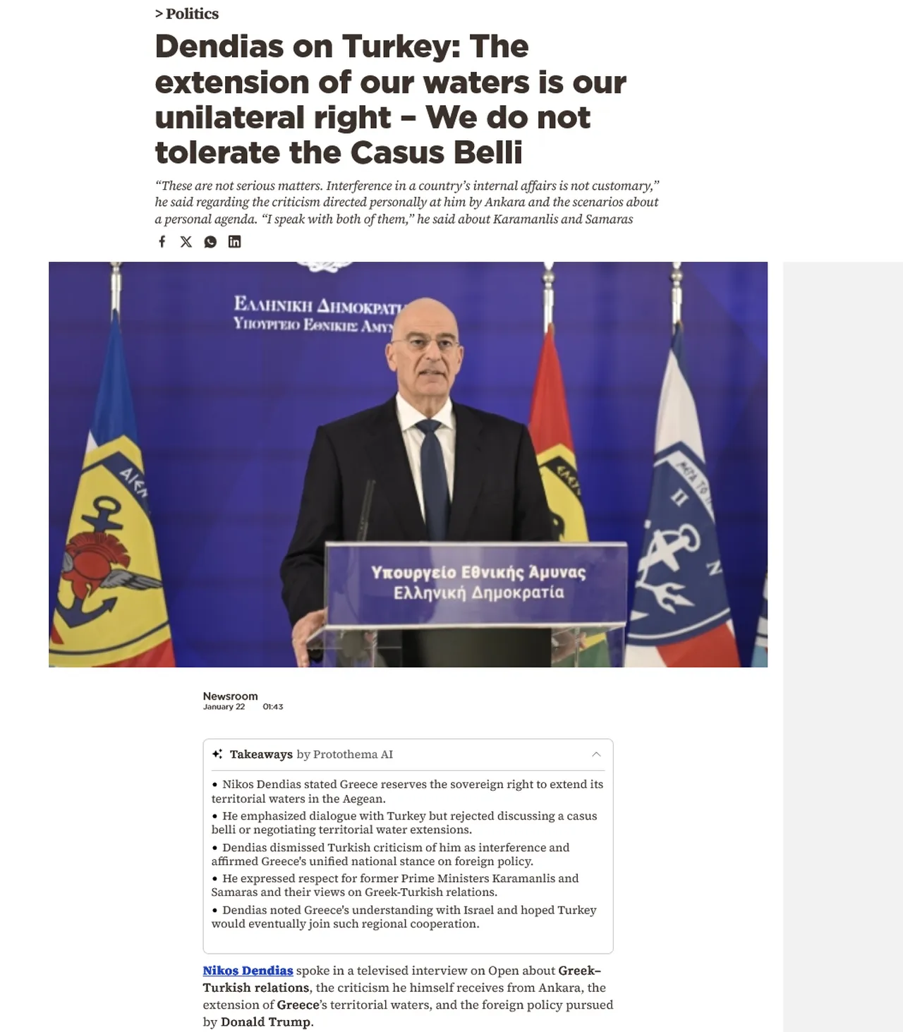 Atina’dan haddini aşan sözler! Yunan Savunma Bakanı 'karasularını genişleteceğiz' dedi