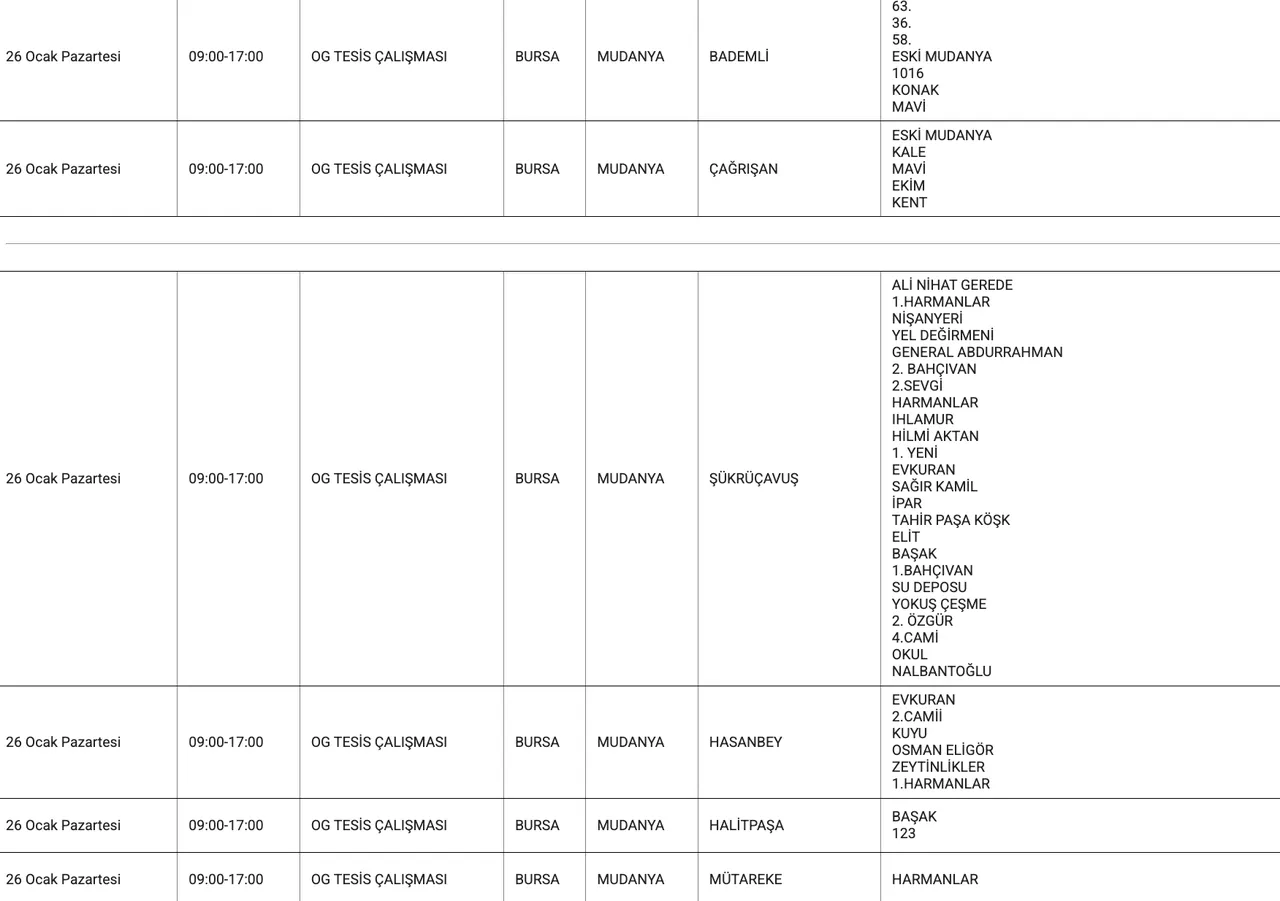 Bursa'da (Mudanya, Gemlik, İnegöl, Yıldırım) elektrikler ne zaman gelecek? UEDAŞ duyurdu