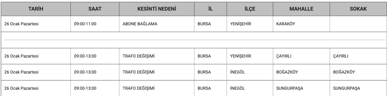 Bursa'da (Mudanya, Gemlik, İnegöl, Yıldırım) elektrikler ne zaman gelecek? UEDAŞ duyurdu
