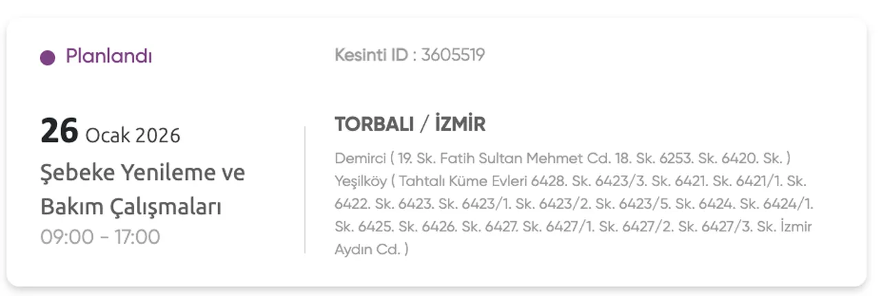 Gediz Elektrik Kesintisi 25-26-27 Ocak Listesi: İzmirde elektrikler ne zaman, saat kaçta gelecek?