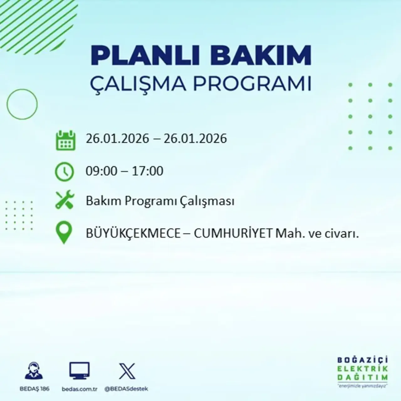 26 Ocak İstanbul elektrik kesintisi