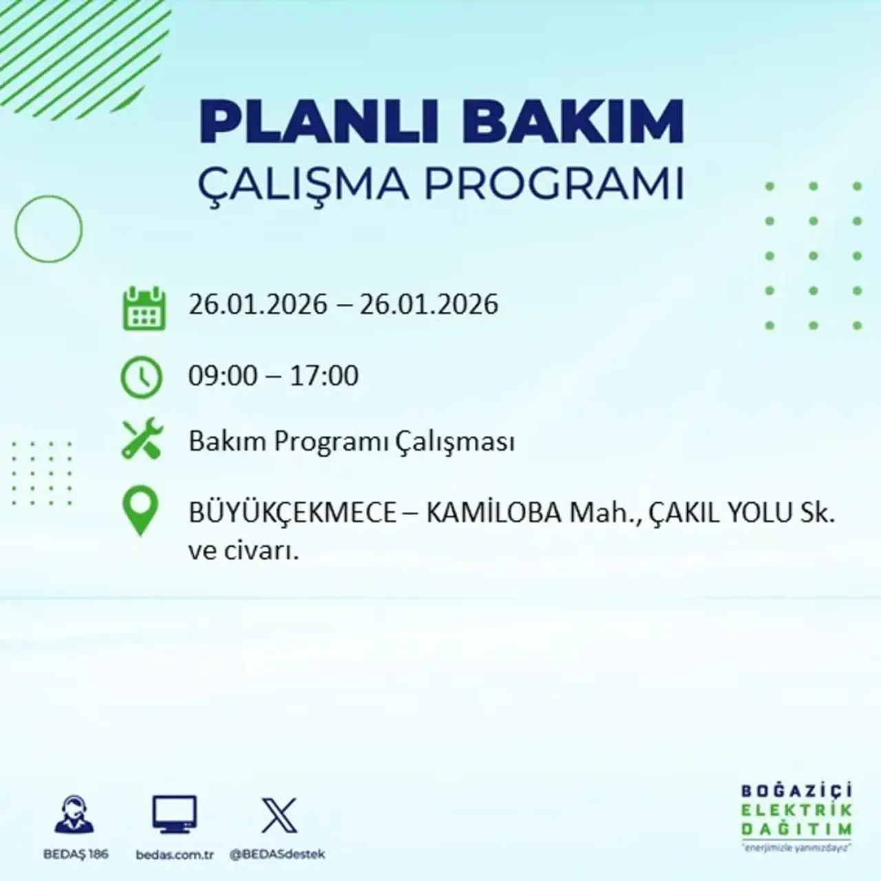 26 Ocak İstanbul elektrik kesintisi