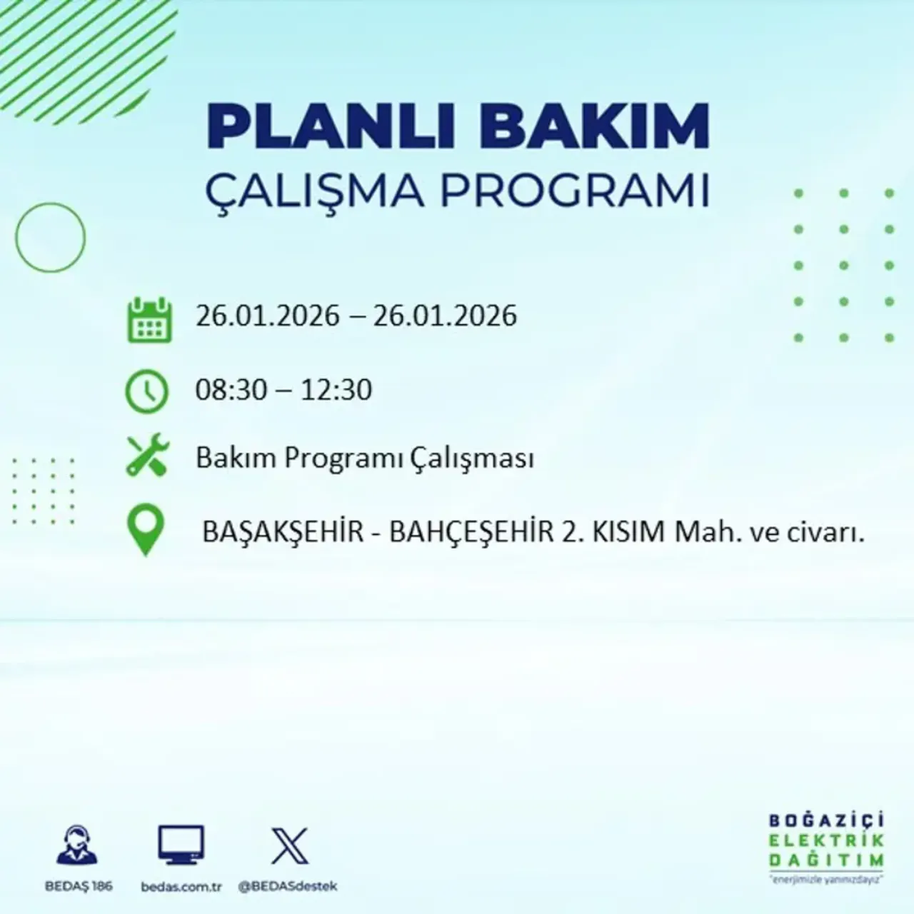 26 Ocak İstanbul elektrik kesintisi