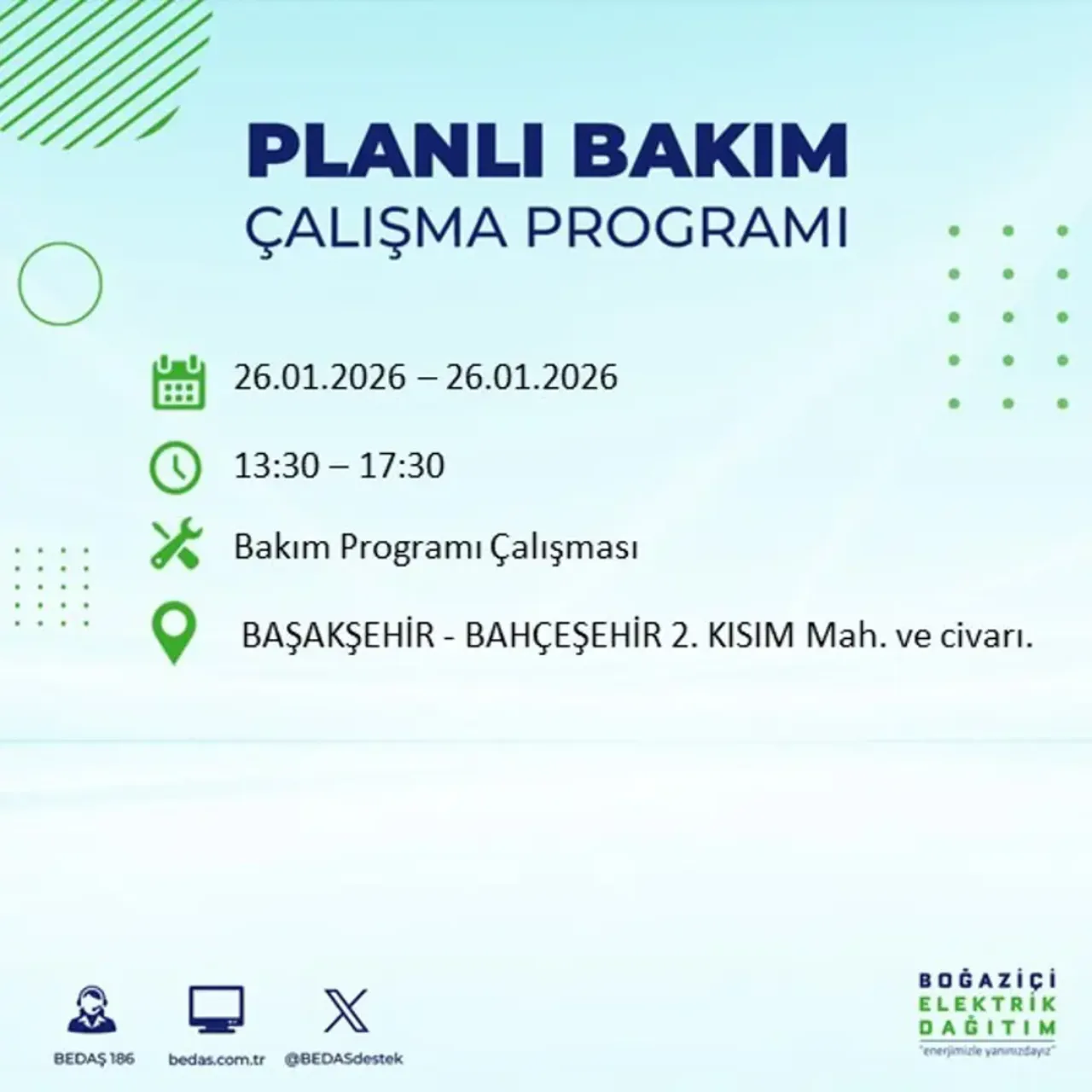 26 Ocak İstanbul elektrik kesintisi