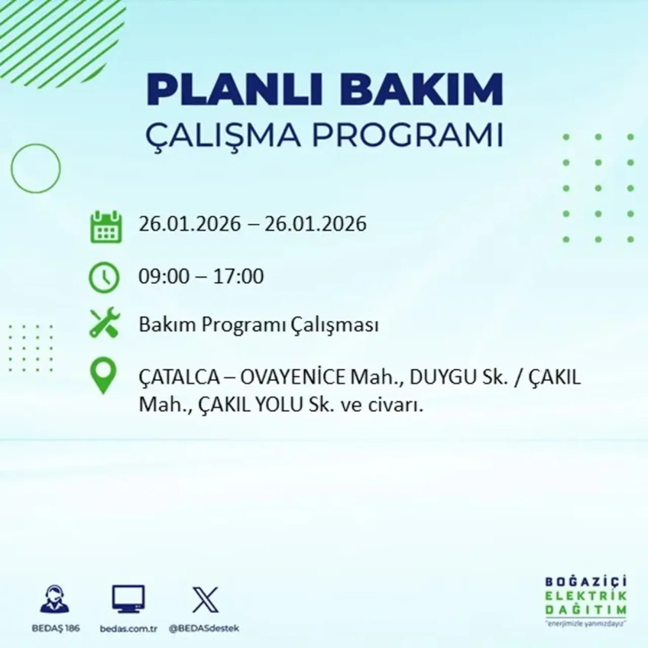 26 Ocak İstanbul elektrik kesintisi