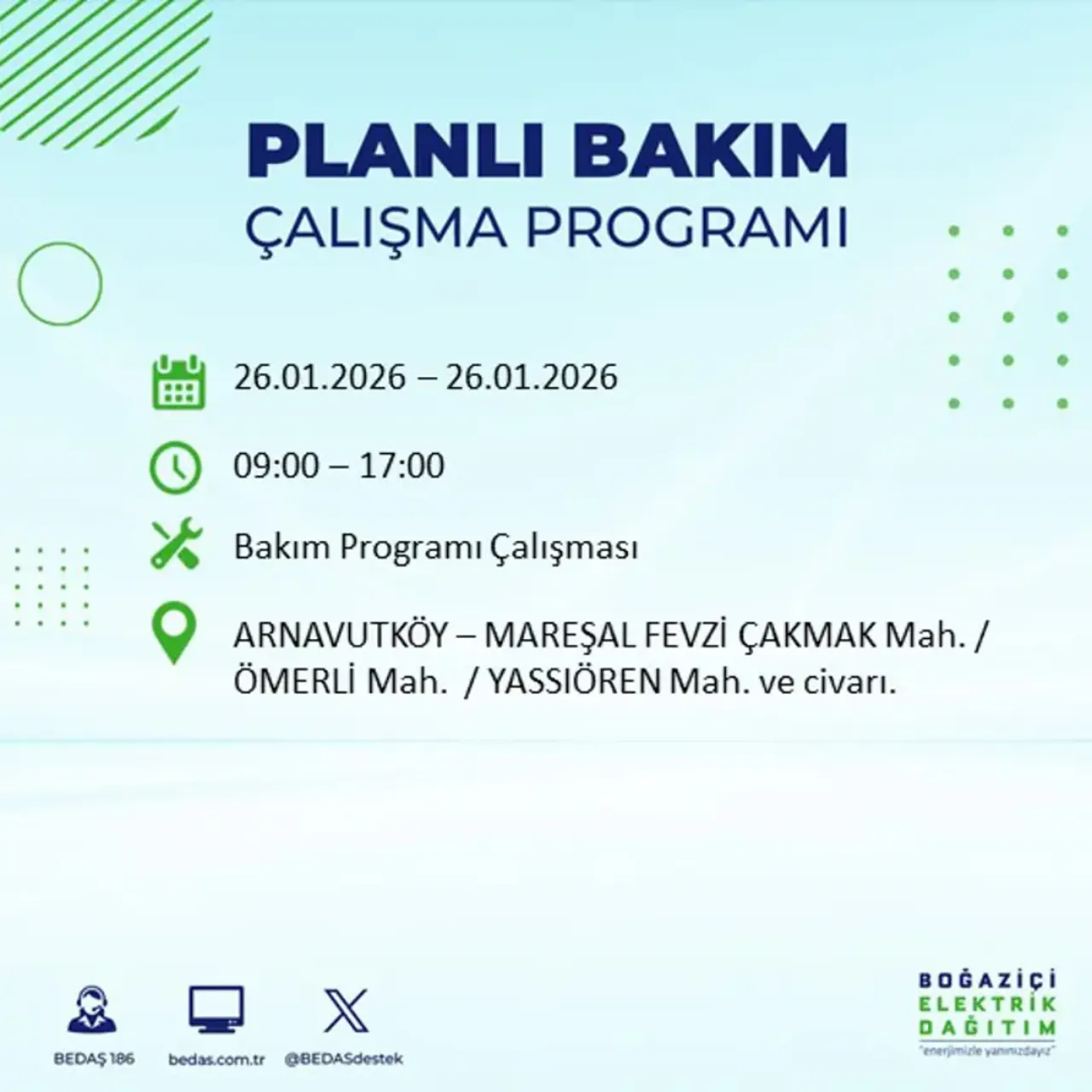 26 Ocak İstanbul elektrik kesintisi
