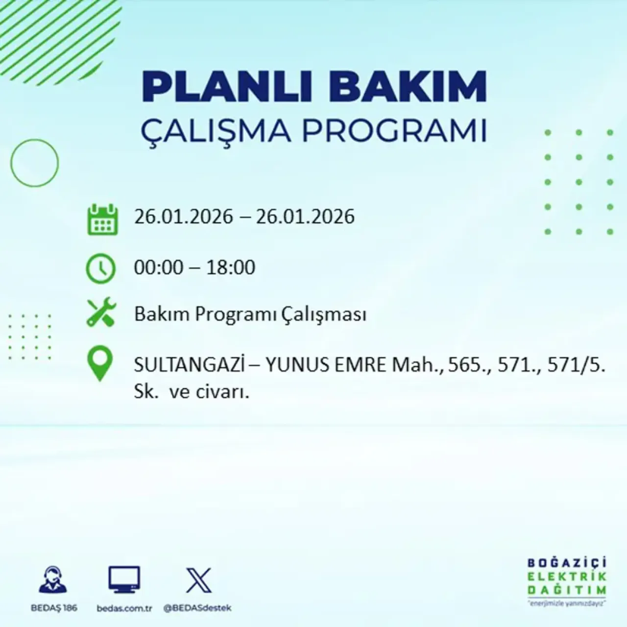 26 Ocak İstanbul elektrik kesintisi