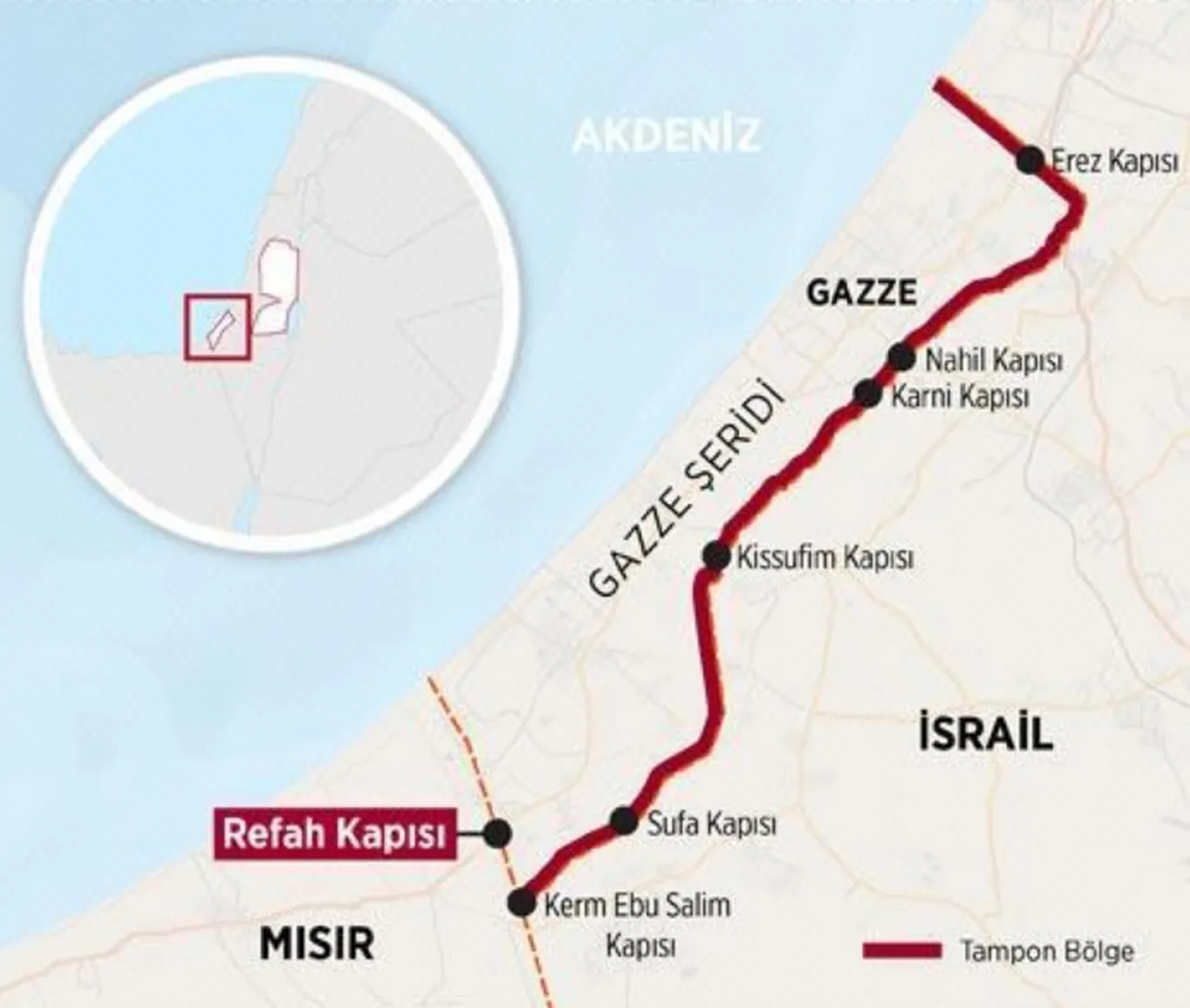 Gazze ile Mısır arasındaki Refah Sınır Kpaısı İsrail ablukası nedeniyle Gazze Şeridi'nin dış dünyaya açılan tek kapısı durumunda