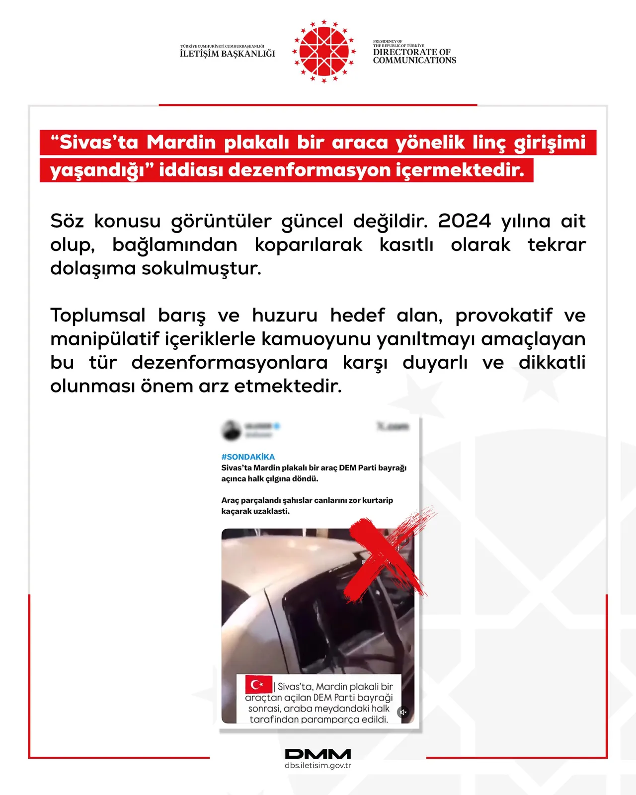 DMM'den "Sivas'ta linç girişimi' iddiasına yalanlama