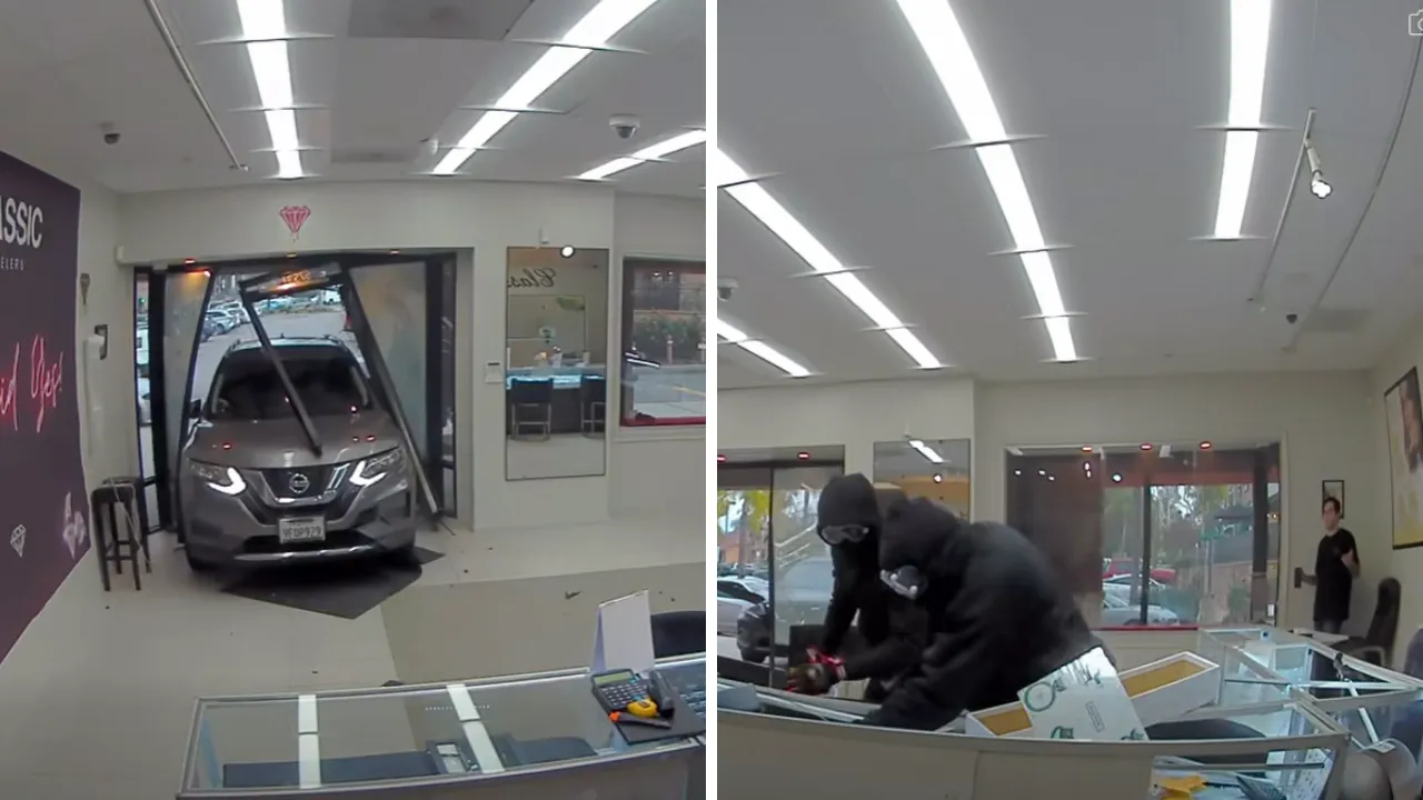 Film sahnelerini aratmayan soygun! Araçla kapıyı kırıp girdiler, çöp kovalarına doldurup kaçtılar