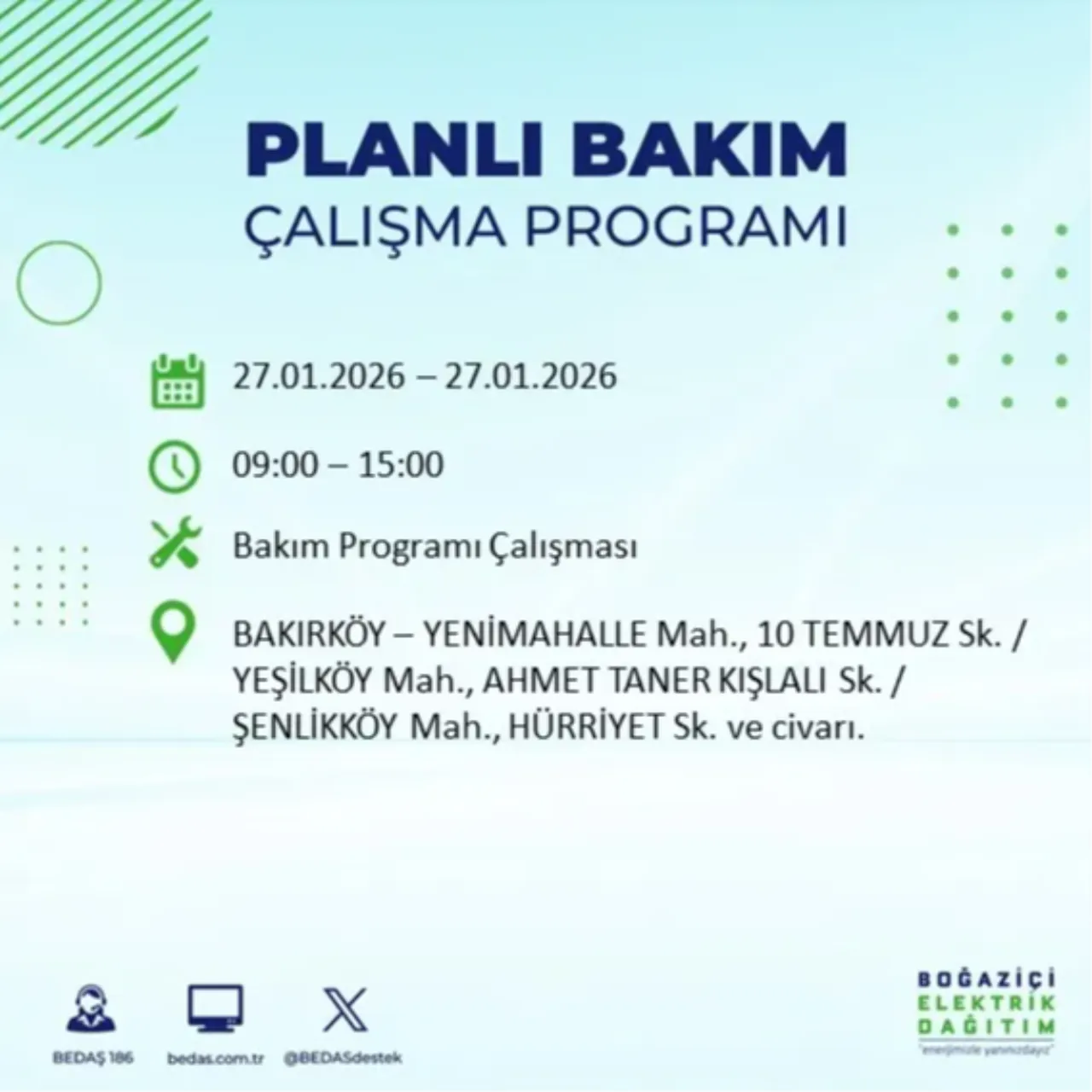 27 Ocak İstanbul elektrik kesinti listesi