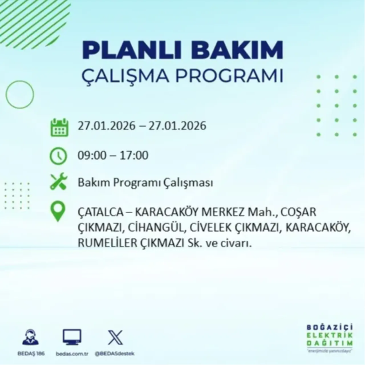 27 Ocak İstanbul elektrik kesinti listesi