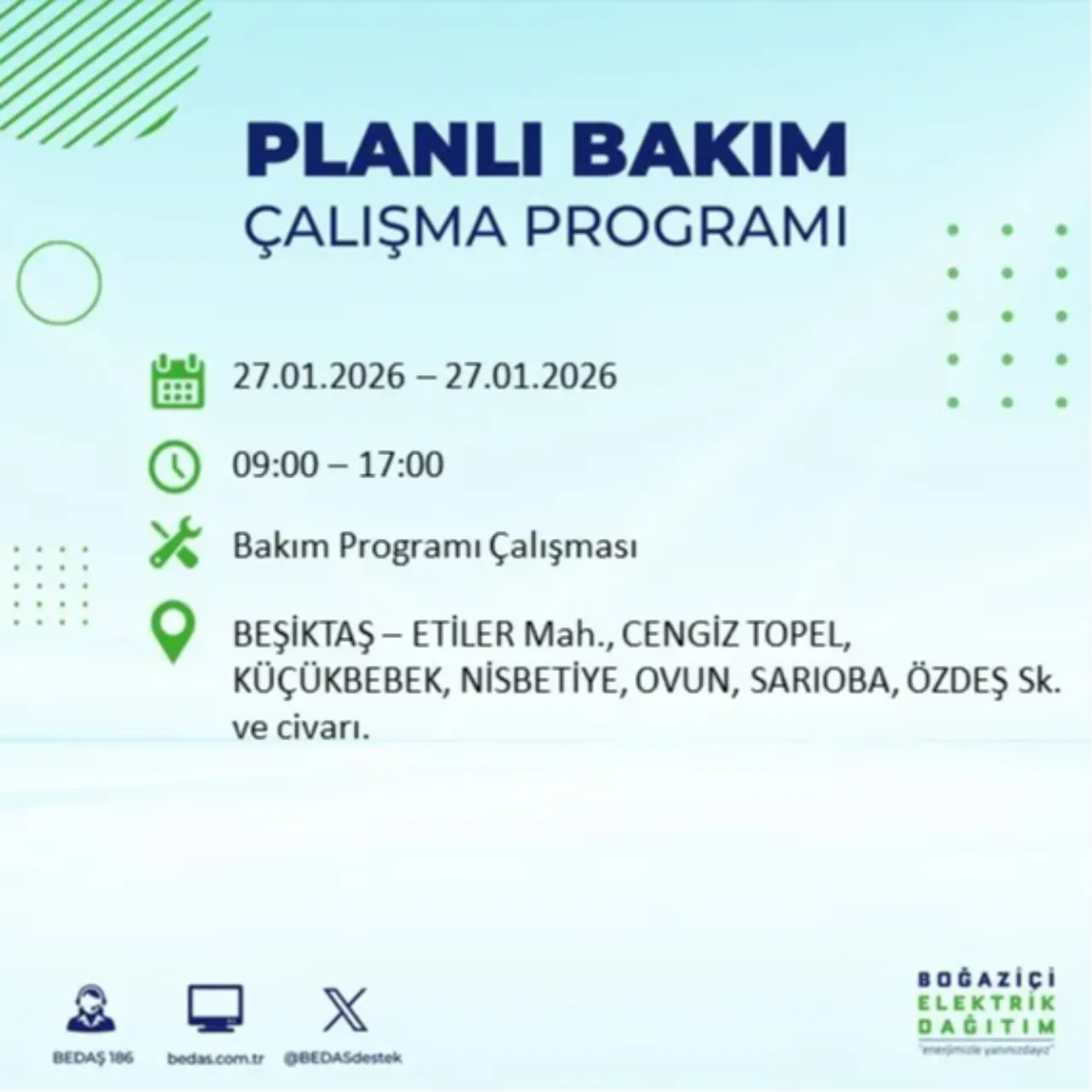 27 Ocak İstanbul elektrik kesinti listesi