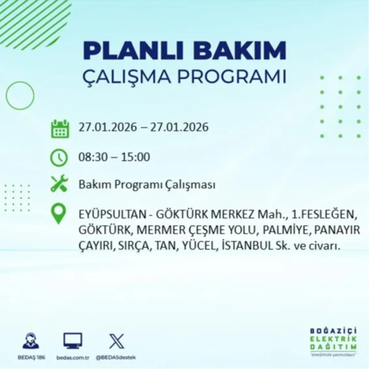 27 Ocak İstanbul elektrik kesinti listesi