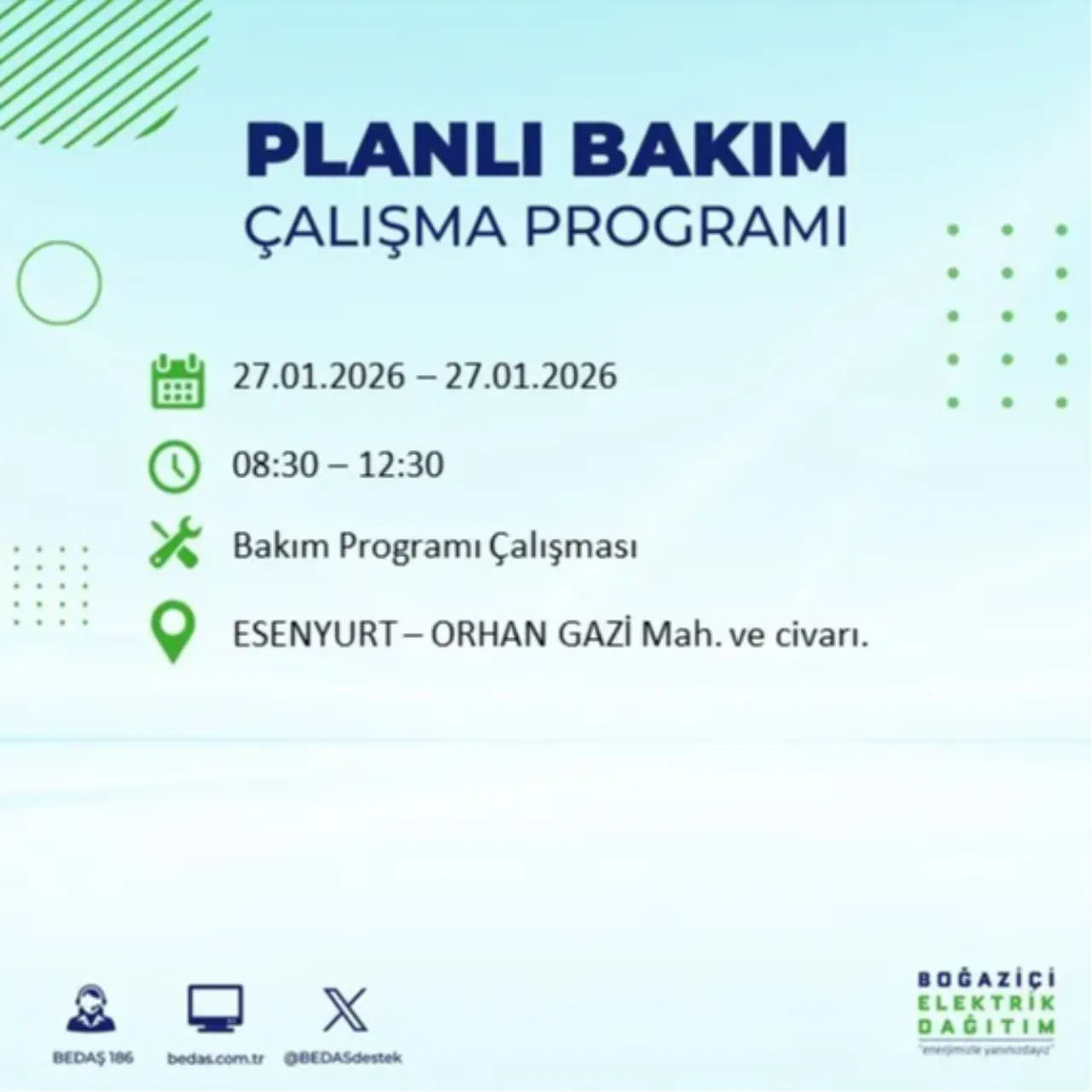 27 Ocak İstanbul elektrik kesinti listesi