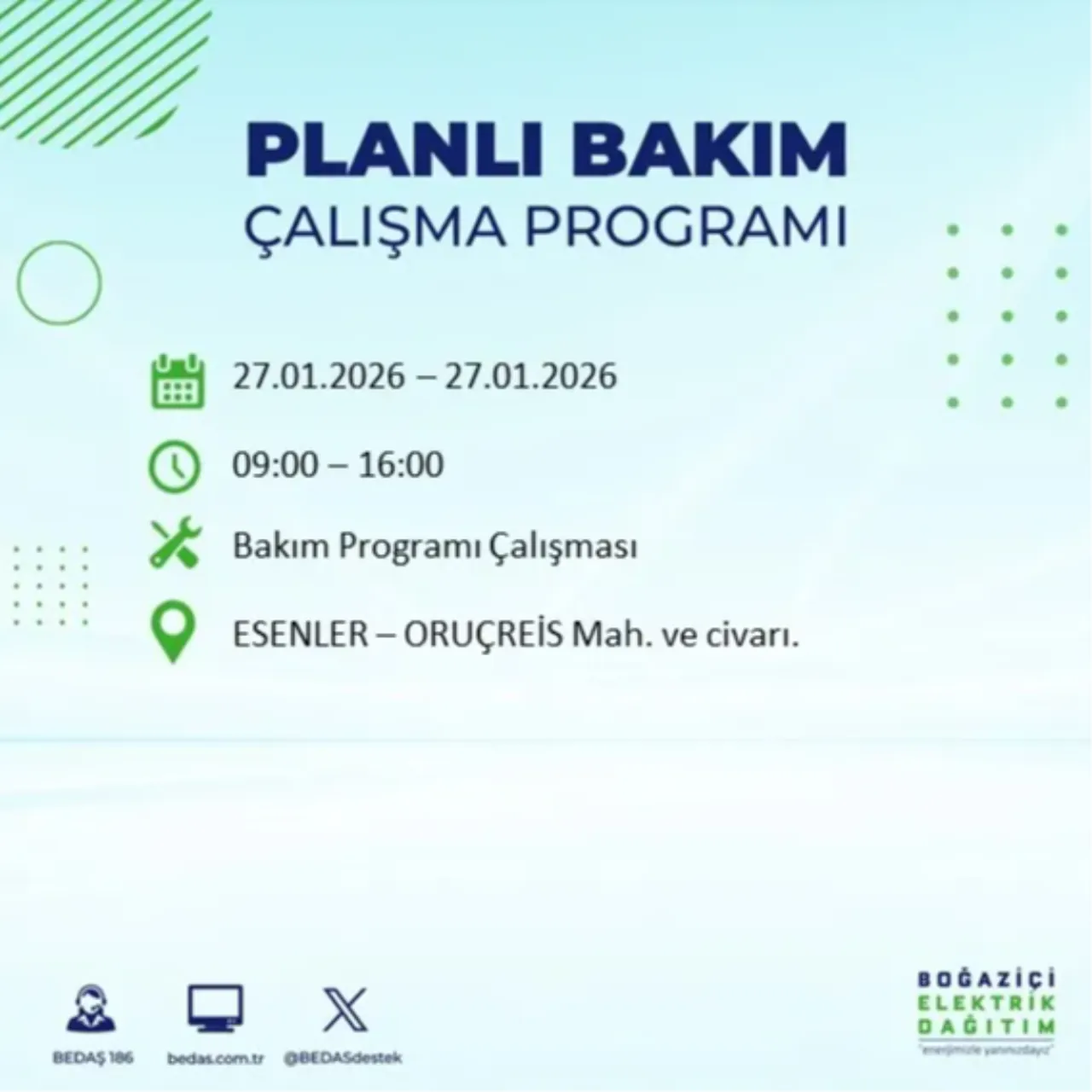 27 Ocak İstanbul elektrik kesinti listesi