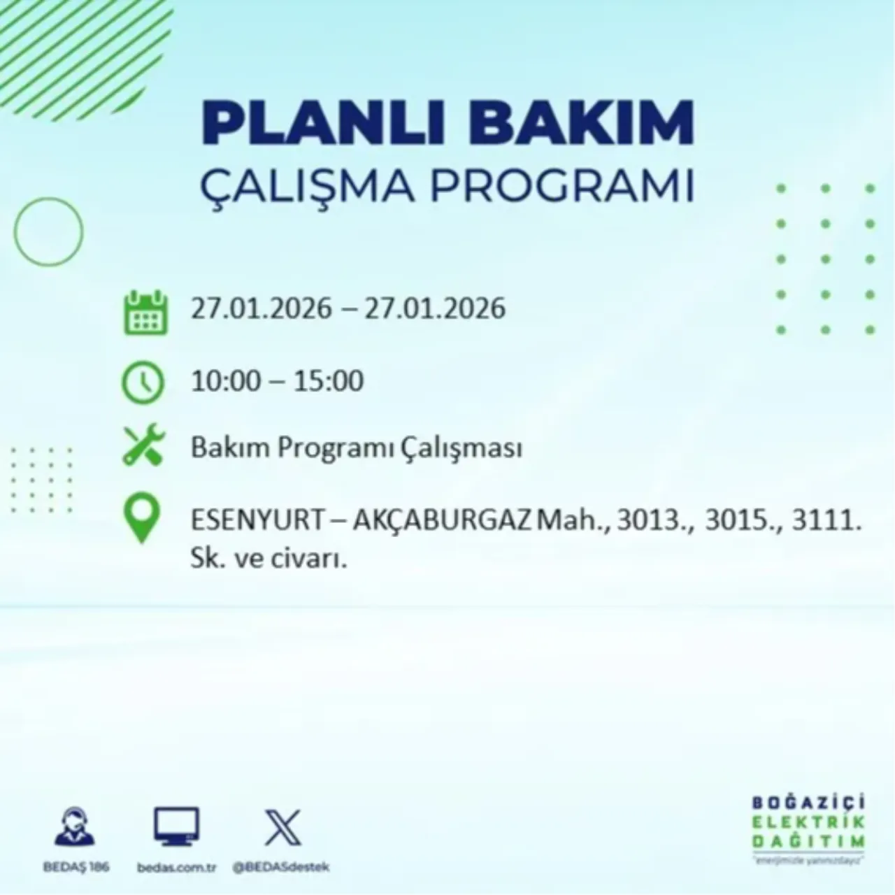 27 Ocak İstanbul elektrik kesinti listesi