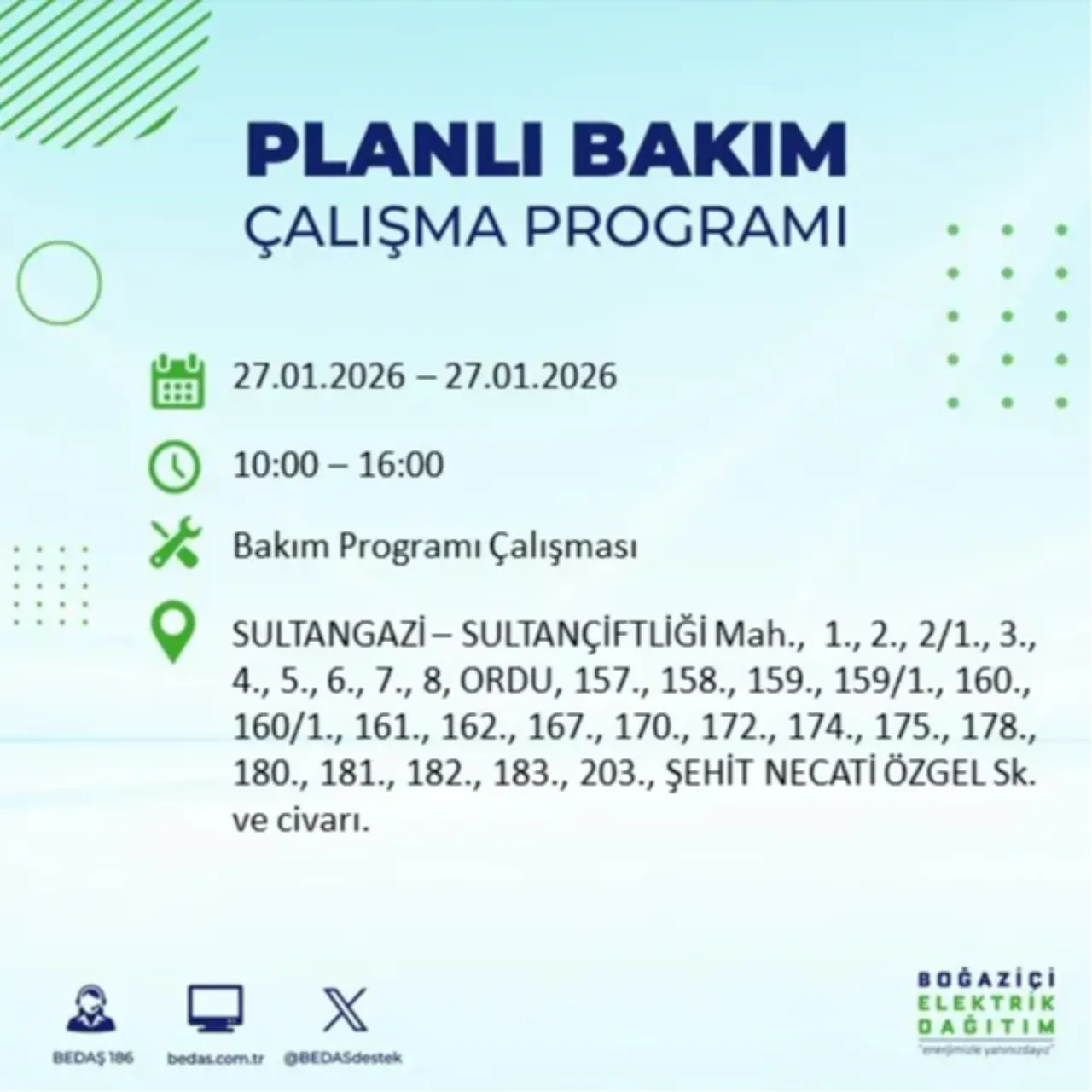 27 Ocak İstanbul elektrik kesinti listesi