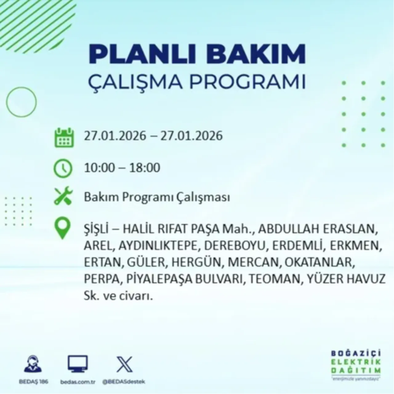 27 Ocak İstanbul elektrik kesinti listesi