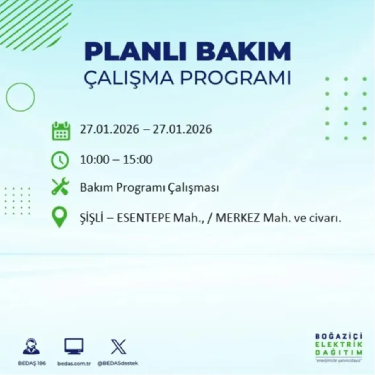 27 Ocak İstanbul elektrik kesinti listesi