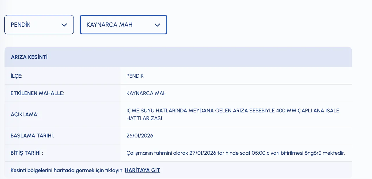 Pendik su kesintisi son dakika! İSKİ duyurdu: 27 Ocak sular ne zaman gelecek?