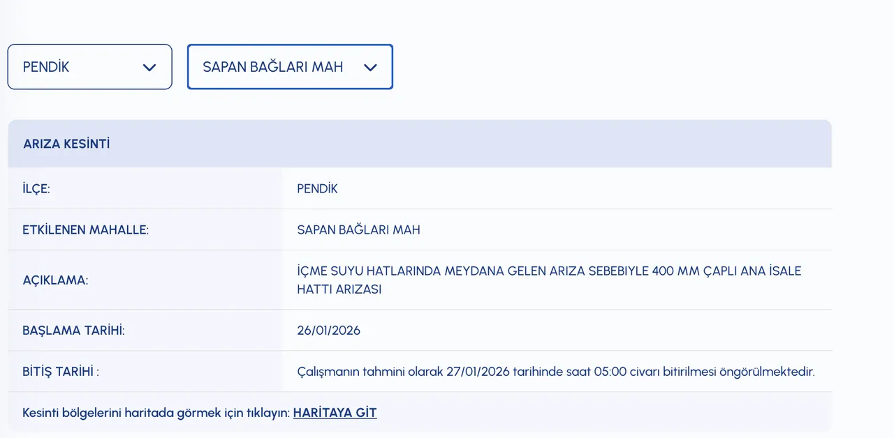 Pendik su kesintisi son dakika! İSKİ duyurdu: 27 Ocak sular ne zaman gelecek?