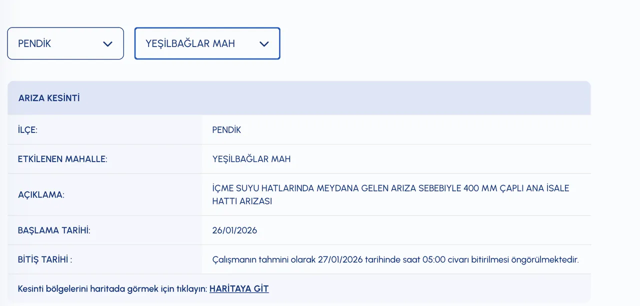 Pendik su kesintisi son dakika! İSKİ duyurdu: 27 Ocak sular ne zaman gelecek?