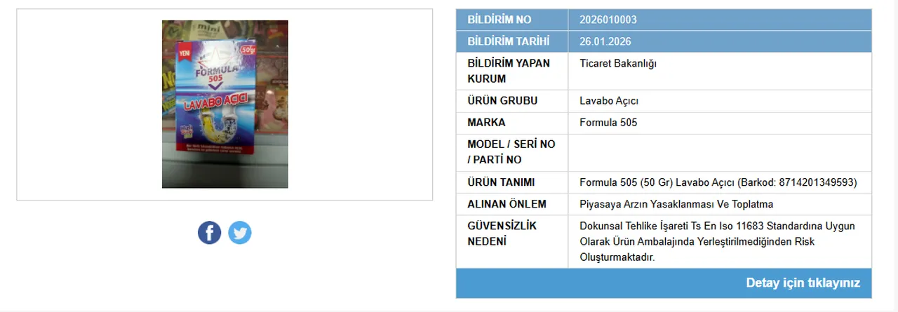 Bakanlık 1 ürünü daha ifşa etti! Satışı yasaklandı, piyasadan toplatılıyor